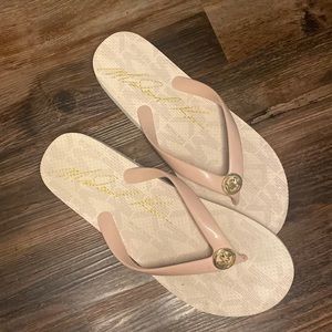 Michael Kors Pink and Gold Flip Flop Sandals